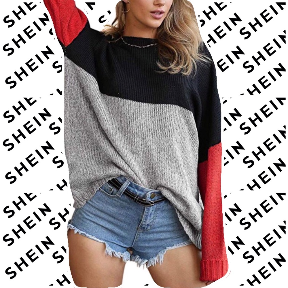 SHEIN Women's Small Colorblock Sweater Oversized